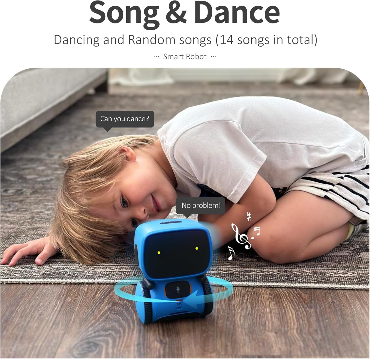 Robot Toy, Interactive Smart Robot Toys, Robots for Kids with Voice Control, Touch Sensor, Singing, Dancing, Recording and Repeat, Birthday Gifts for Girls Ages 3+ Years (Blue)