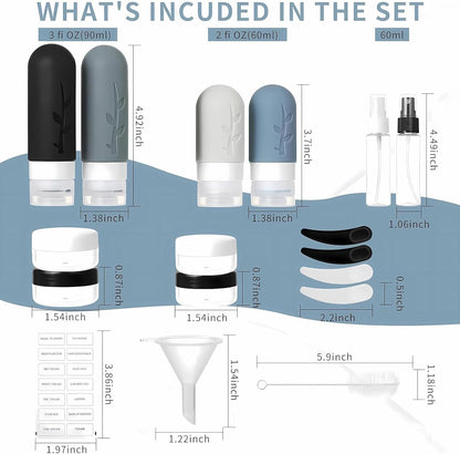 18 Pack Travel Bottles for Toiletries, TSA Approved Travel Size Toiletries, Travel Essentials Leakproof & Refillable Travel Containers for Toiletries, Silicone Travel Toiletries Containers Set