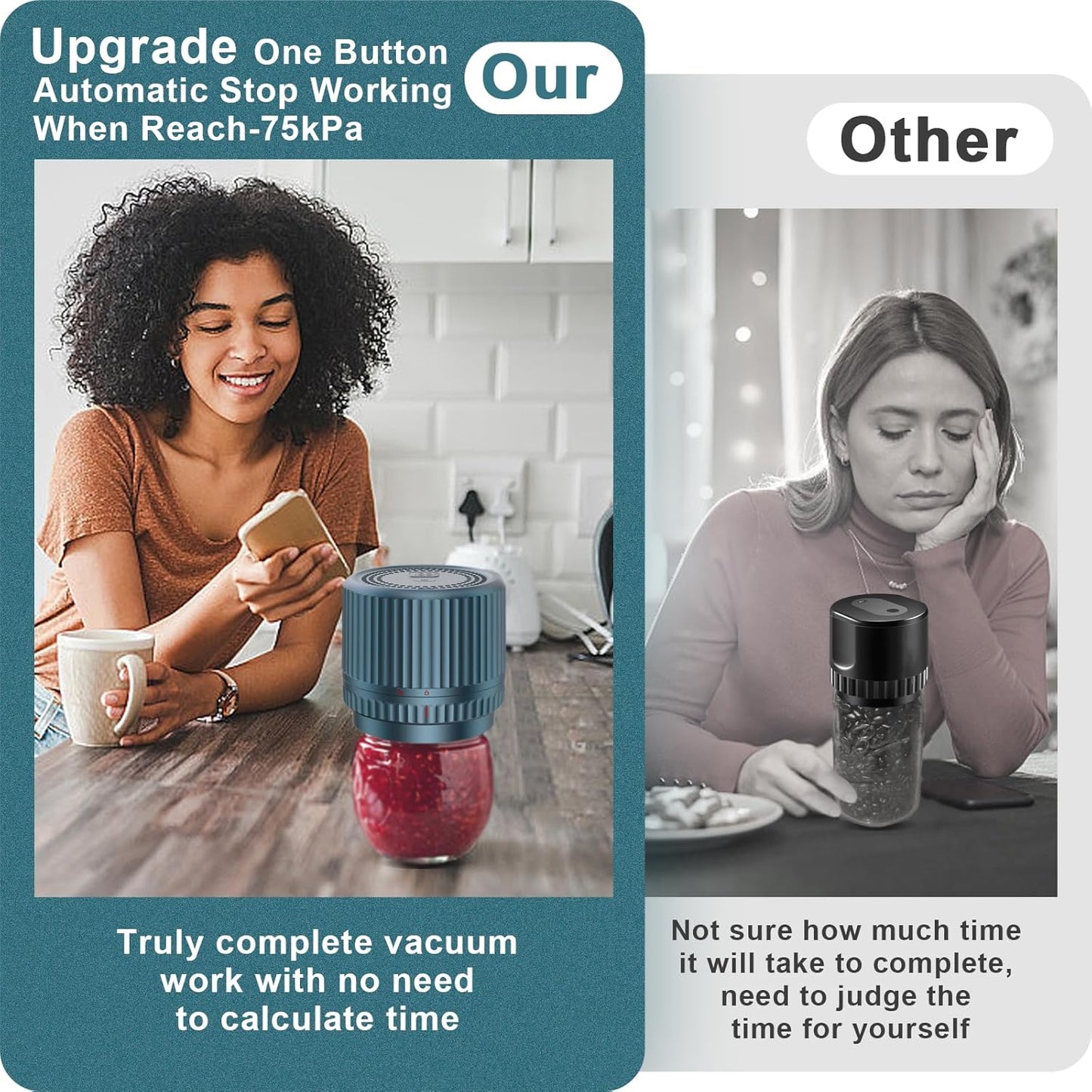 Smart Electric Vacuum Sealer for Mason Jar - Wide and Regular Mouth Canning Jars - Portable Food Storage Solution