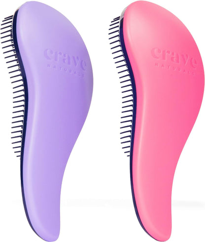 Glide Thru Detangling Hair Brush for Women and Kids - 7.5X3-Inch Hair Detangler Brush for Wet or Dry, Curly and Straight Hair - Ergonomic Design, Detangling, and Styling Comb - Purple