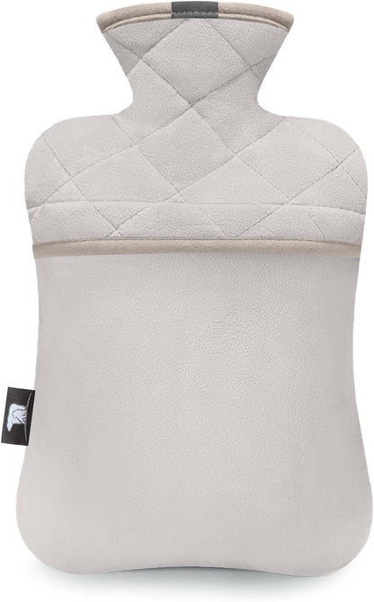 Hot Water Bottle with Soft Cover–2.0L Hot Water Bag, Odorless and BPA Free Superior Material,Grey