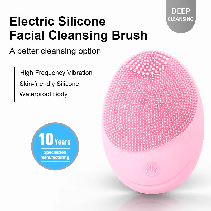 Facial Cleanser Sonic Vibration Cleaner - Electric Silicone Face Brush Skin Massager  Deep Hole Face Brush Machine