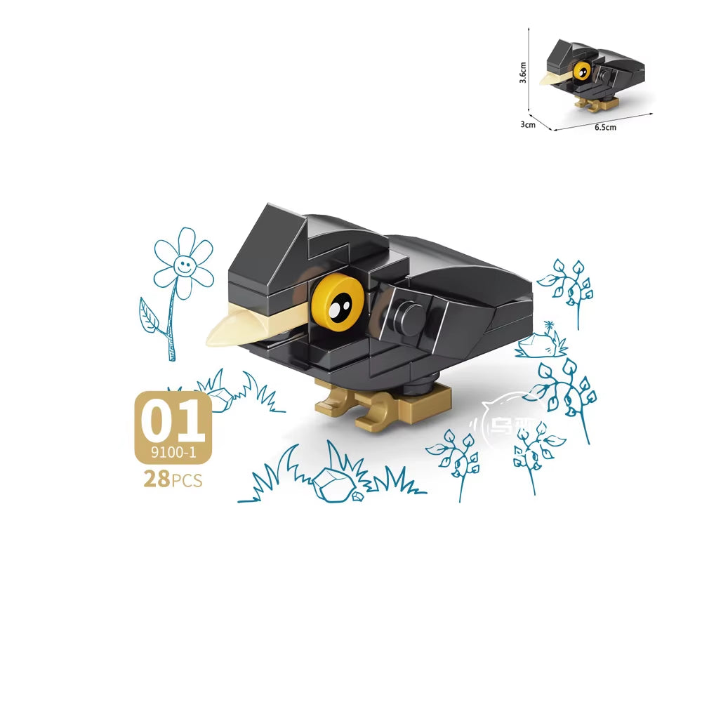 MOC City Creative Building Blocks Accessories Zoo Rhino Lion Kangaroo Wolf Fox Frog Bee Crow Peacock Mini Brick Toy Gifts X021