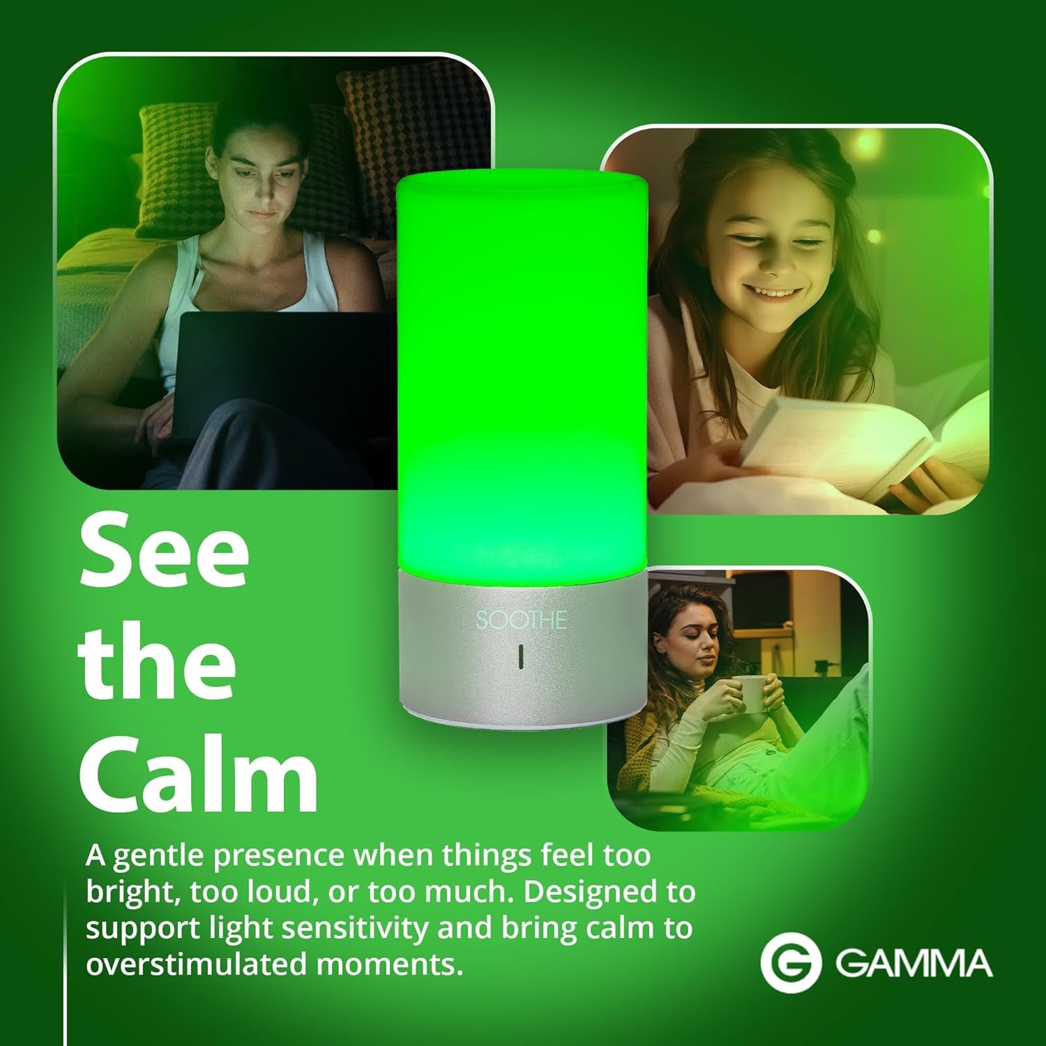 Soothe - 520Nm Narrow-Band Green Light Lamp by Gamma - Migraine Headache Relief - Pain Relief