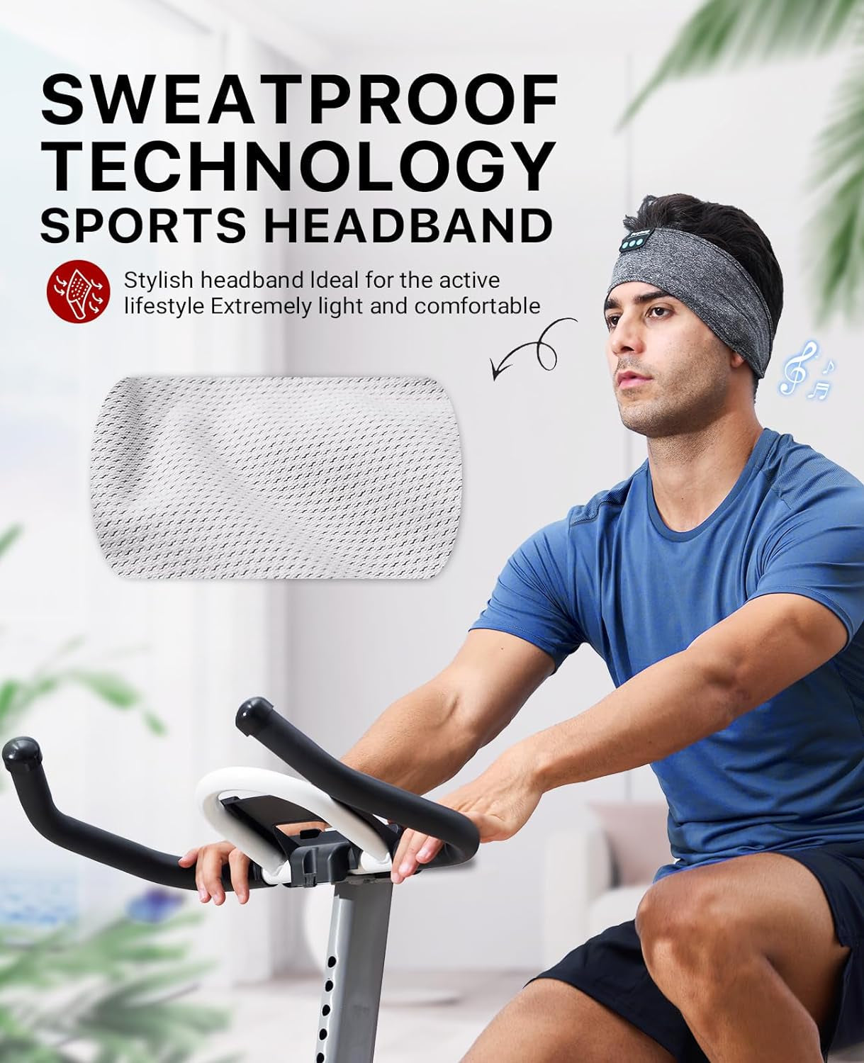 Sleep Headphones Wireless,  Bluetooth Sports Headband Headphones with Ultra-Thin HD Stereo Speakers