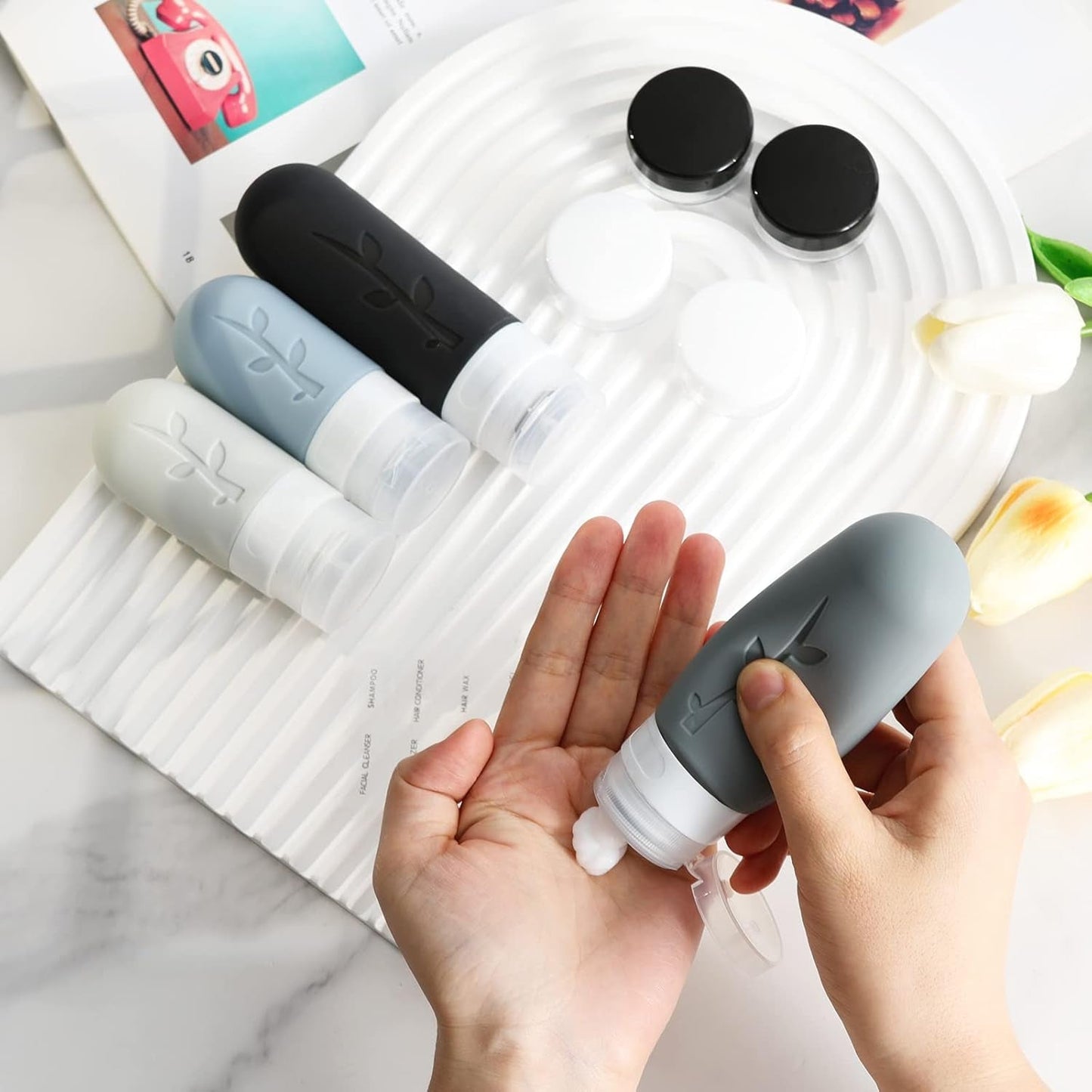 18 Pack Travel Bottles for Toiletries, TSA Approved Travel Size Toiletries, Travel Essentials Leakproof & Refillable Travel Containers for Toiletries, Silicone Travel Toiletries Containers Set