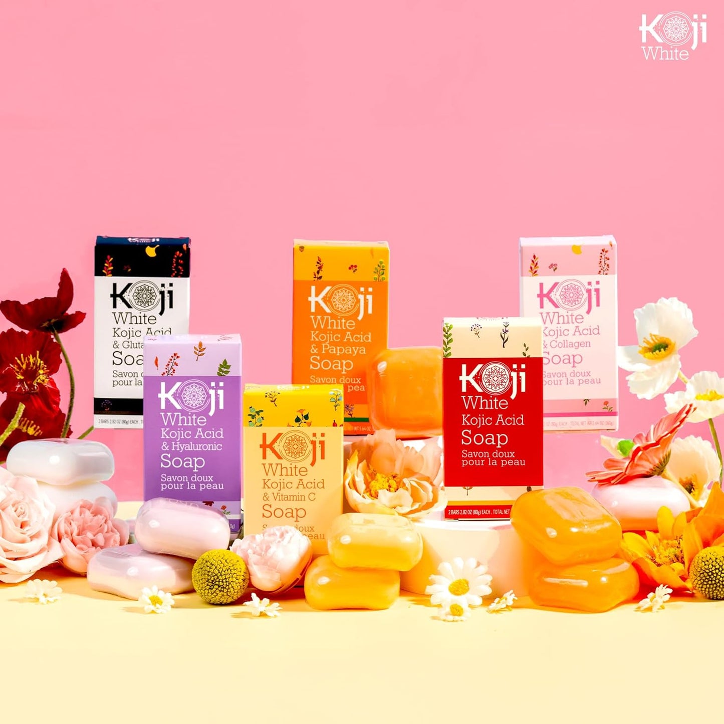 Kojic Acid & Collagen Soap, Cleansing Bar for Face and Body, Vegan Soap, 80G (2 Bars)