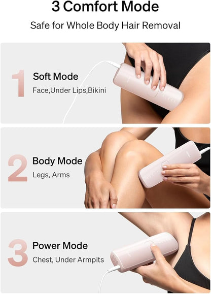 Women's IPL Laser Hair Removal Device with Ice-Cooling Technology - Pink