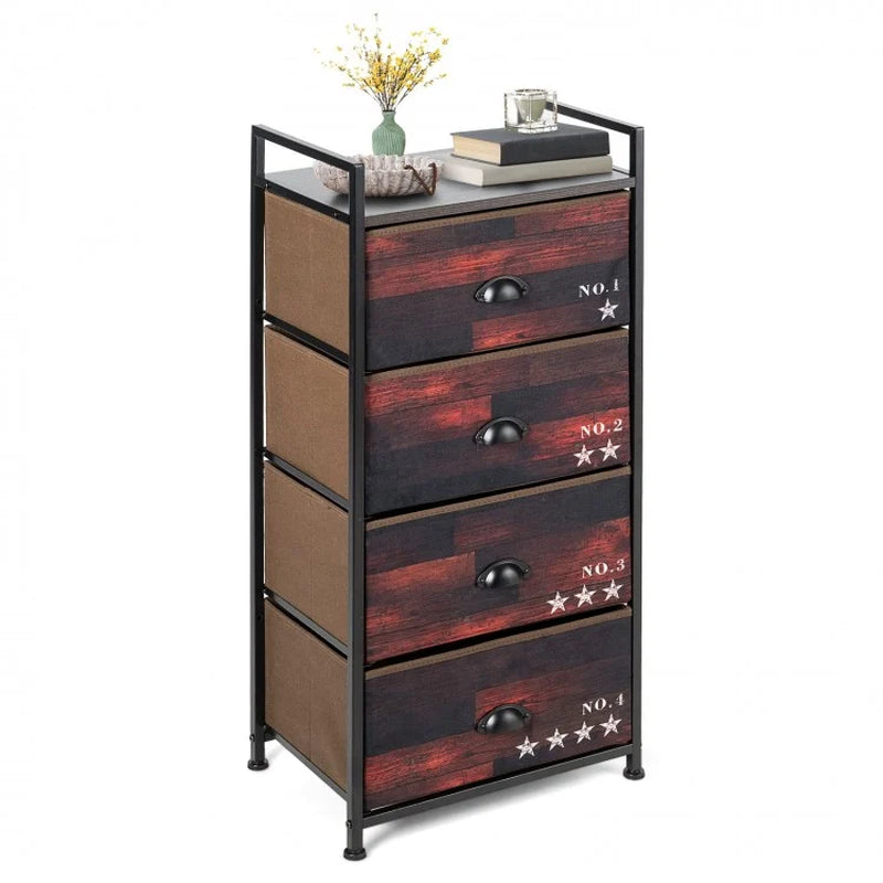 Industrial 4-Drawer Fabric Storage Dresser with Steel Frame