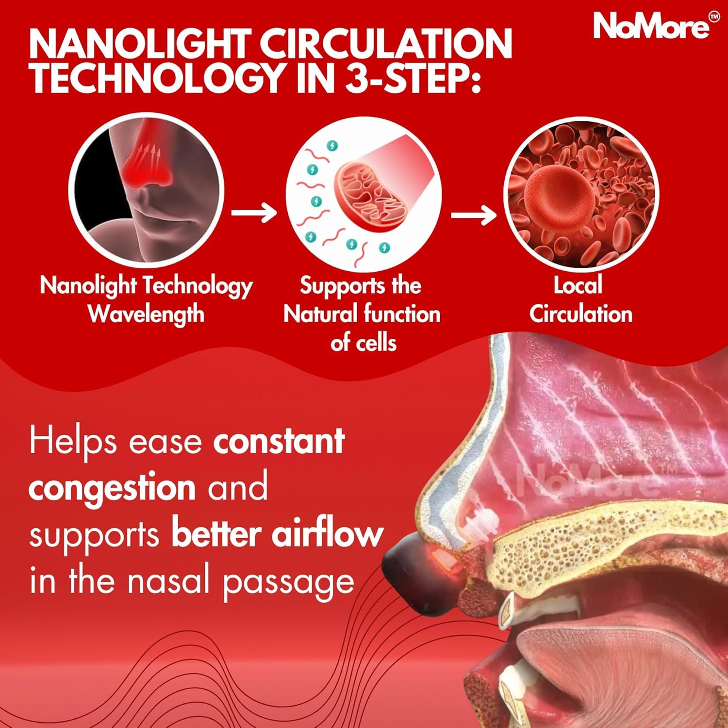 Original  Red Light Therapy for Nose – LED Nasal Device for Dry Nose & Sinus Comfort, No More Colds, Usb-Rechargeable Light Therapy