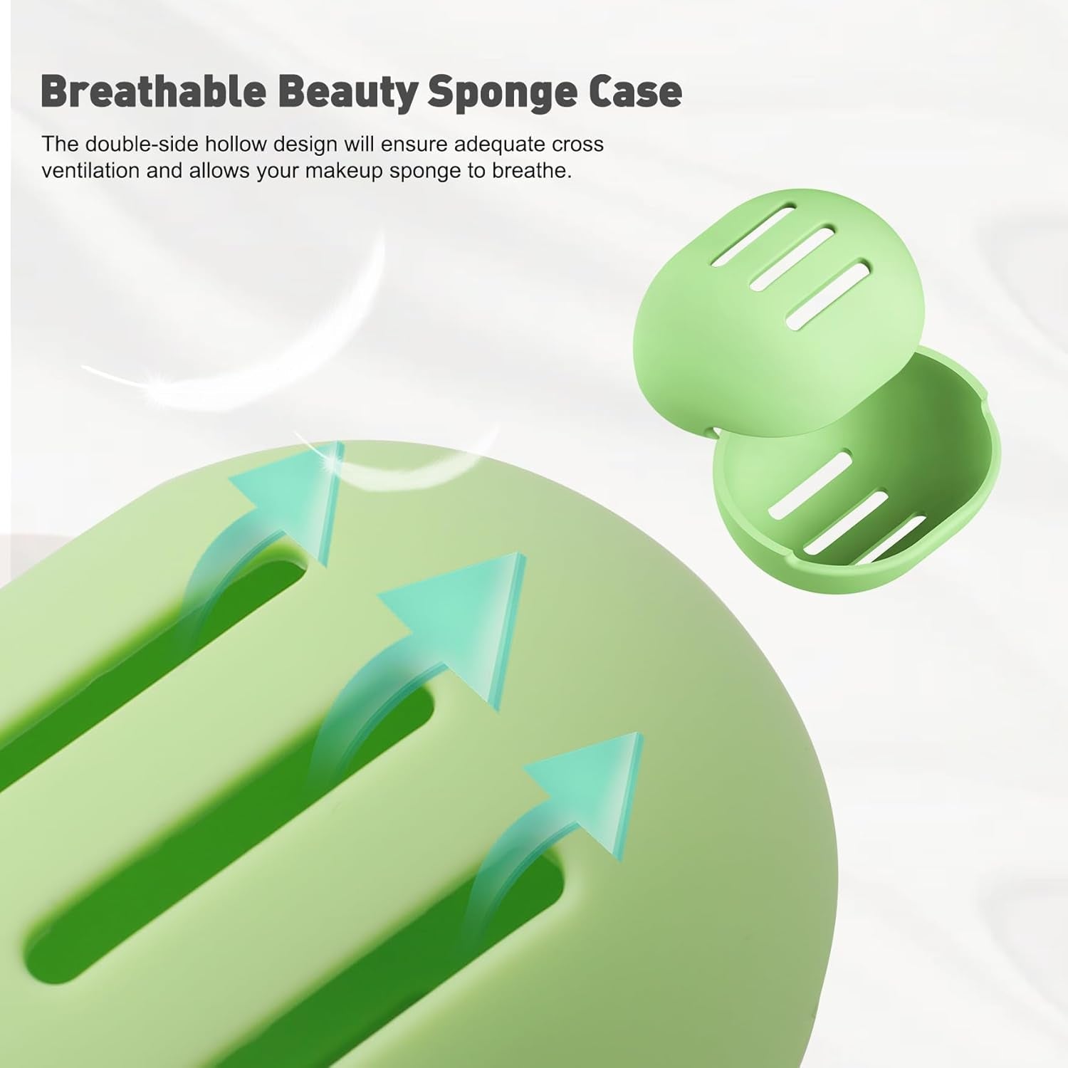 Breathable Silicone Makeup Sponge Case - Travel Beauty Blender Holder for Foundation Puff (Grass Green)