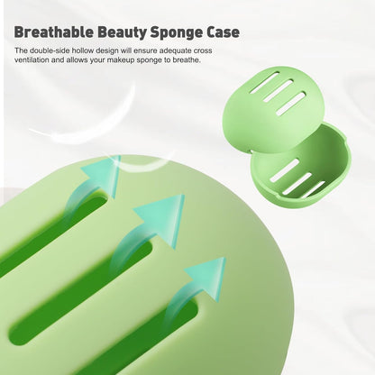 Breathable Silicone Makeup Sponge Case - Travel Beauty Blender Holder for Foundation Puff (Grass Green)