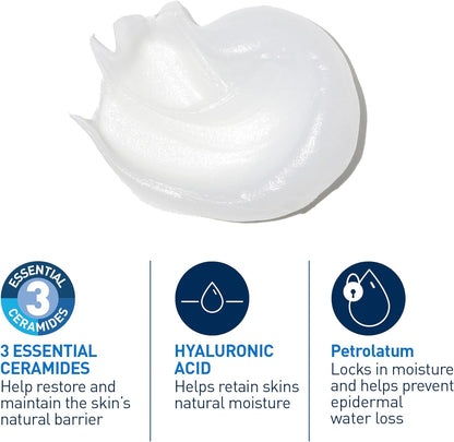 Healing Ointment, Moisturizing Petrolatum Skin Protectant for Dry Skin with Hyaluronic Acid and Ceramides, Multi-Purpose Face, Body & Lip Balm, Lanolin-Free & Fragrance-Free, 340G