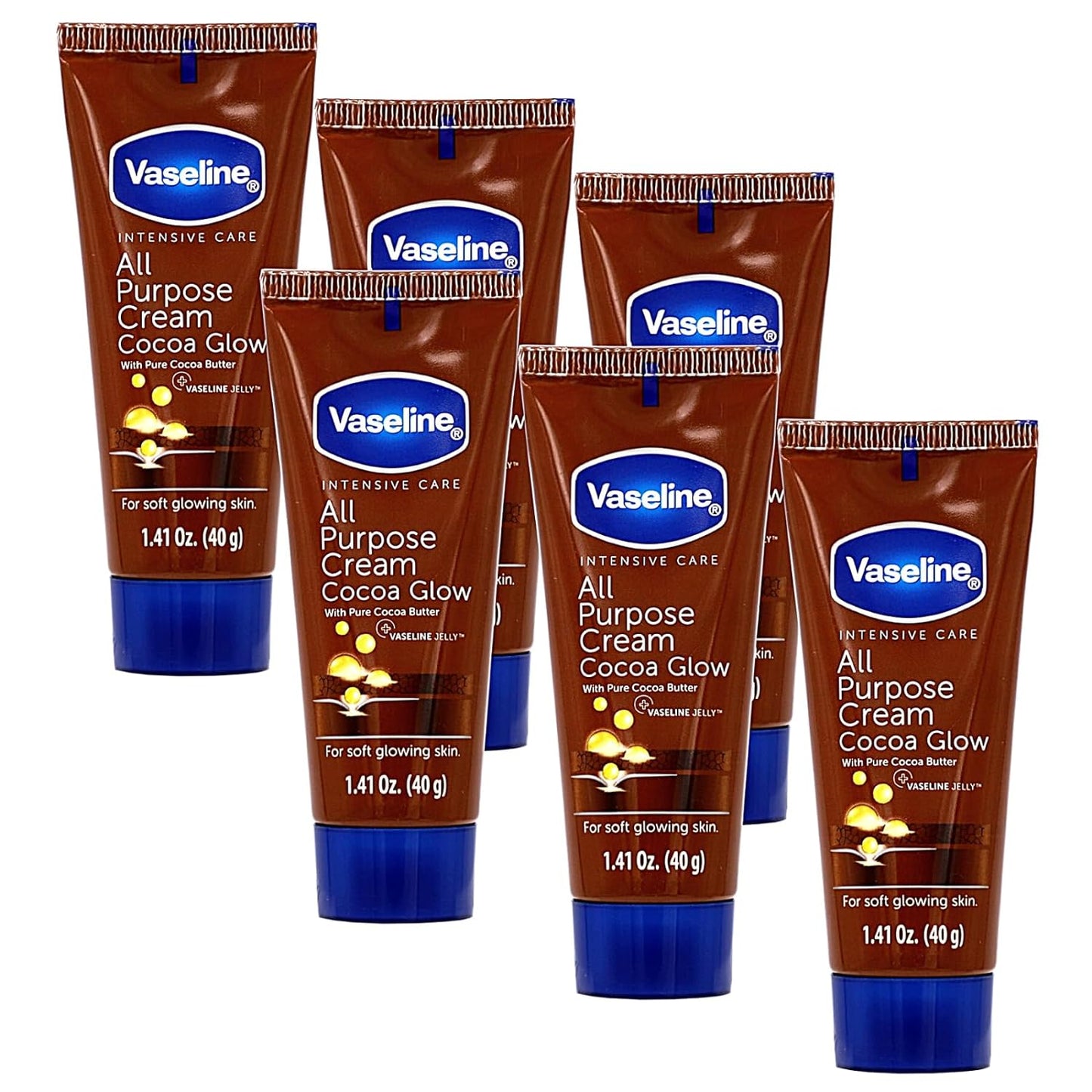 Vaseline Cocoa Cream Glow with Pure Cocoa Butter | 6-Pack 1.41 FL Oz 