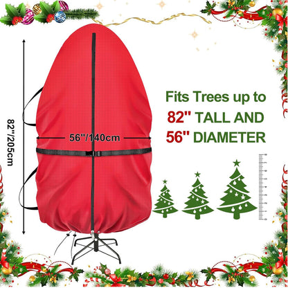 Upright Christmas Tree Storage Bag with Adjustable Straps, Christmas Tree Cover with Zipper Drawstring for 7.5 Foot Artificial Tree Standing with Ornaments, Dustproof