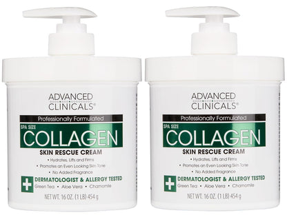 Hyaluronic Acid Moisturizer + Fragrance Free Collagen Cream Face Moisturizer & Body Lotion 2Pc Skincare Set for Women & Men Helps Reduce Appearance of Crepey Skin & Dry Skin, 2Pc