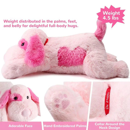 Pink Weighted Stuffed Dog 22in 4.5lb Plush Pillow Cute Large Animal Toy