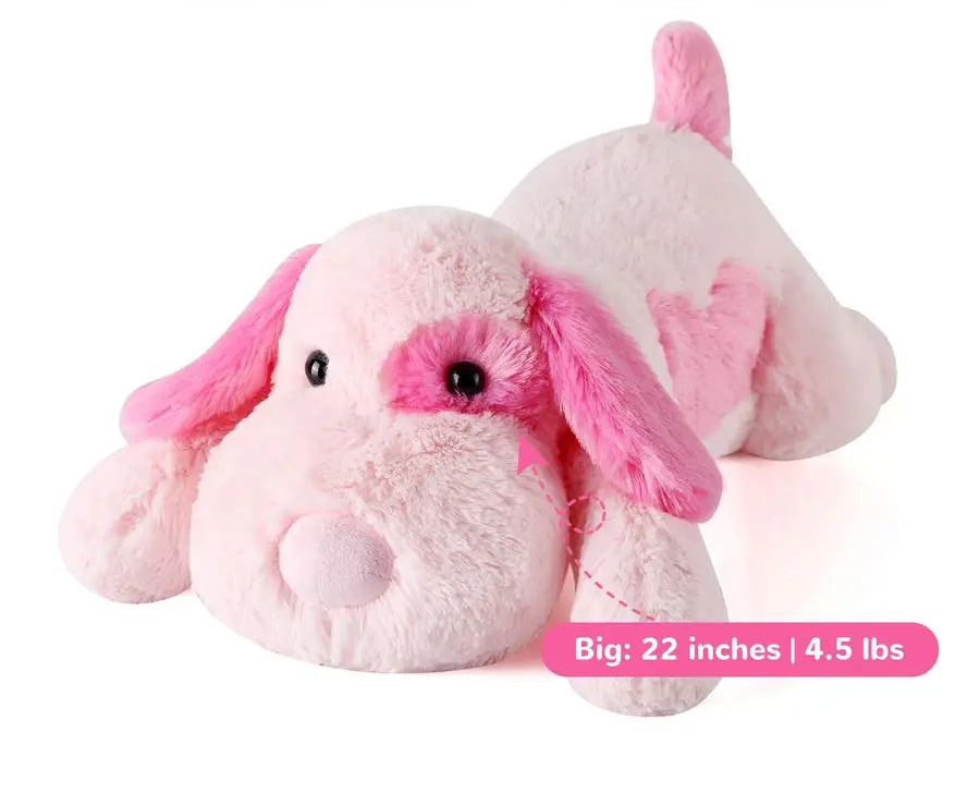Pink Weighted Stuffed Dog 22in 4.5lb Plush Pillow Cute Large Animal Toy