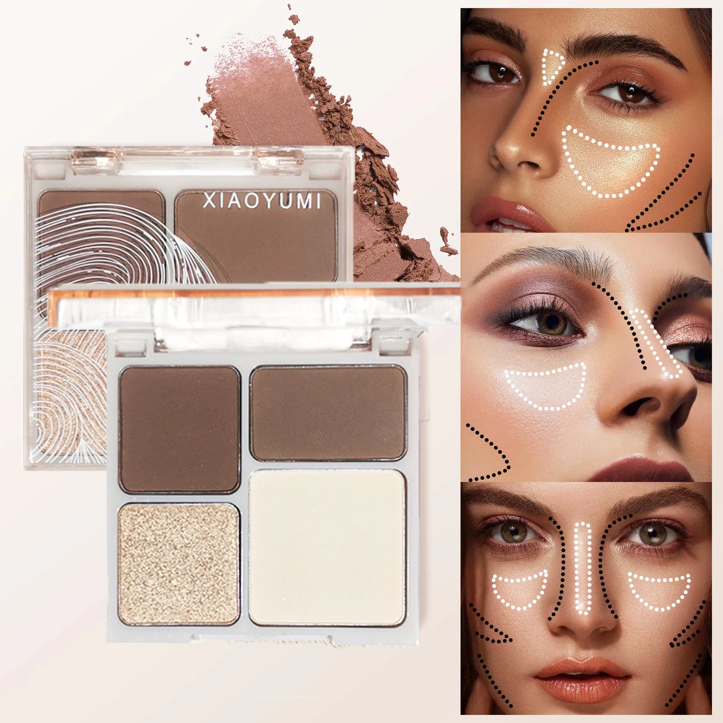Natural Face Powder Palette Matte Bronzer Contour Shading Highlighter Blush 