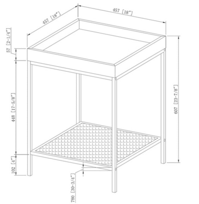 Modern Tray Top Square End/Side Table