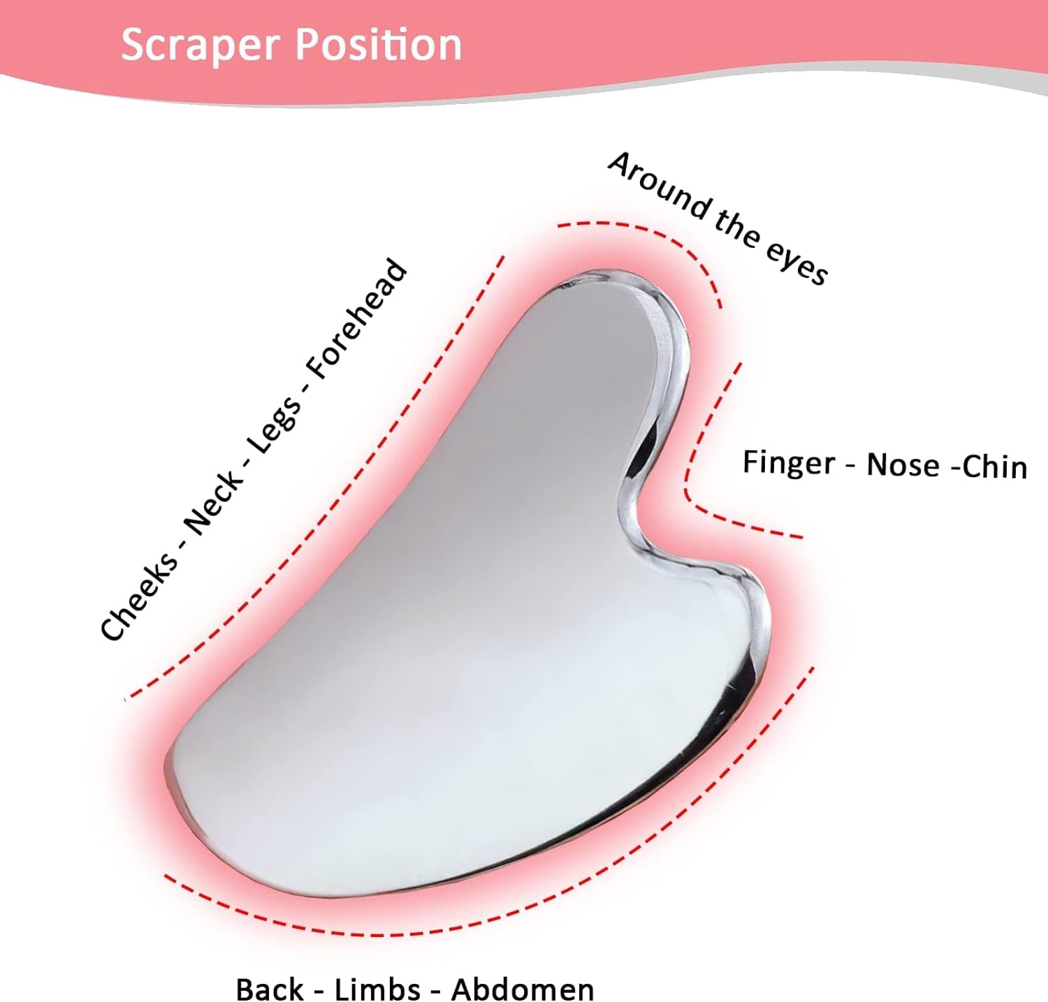 Gua Sha Tool for Lymphatic Drainage Massage - Stainless Steel 