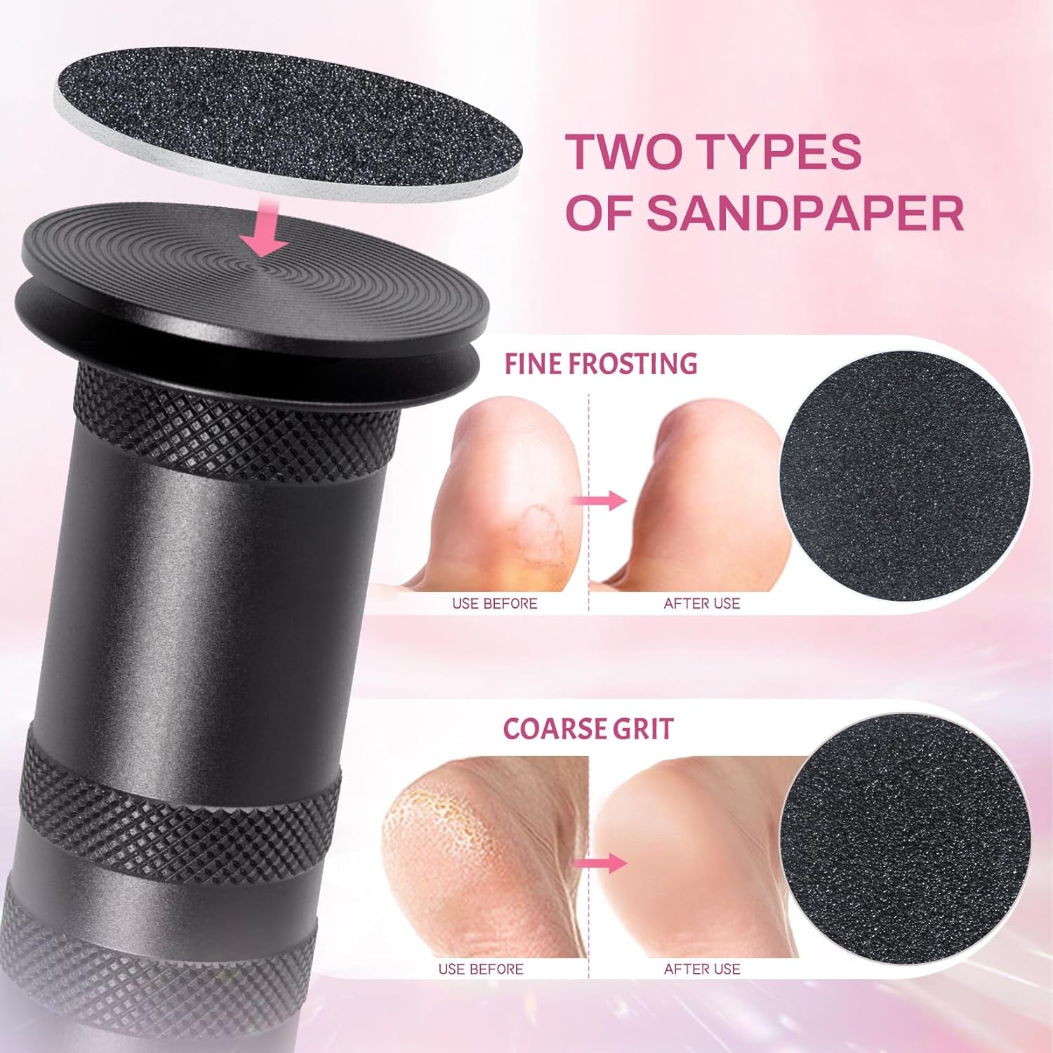 1200Rpm Electric Foot File Callus Remover with Anti-Slip Stripes, 60Pcs Sandpaper 