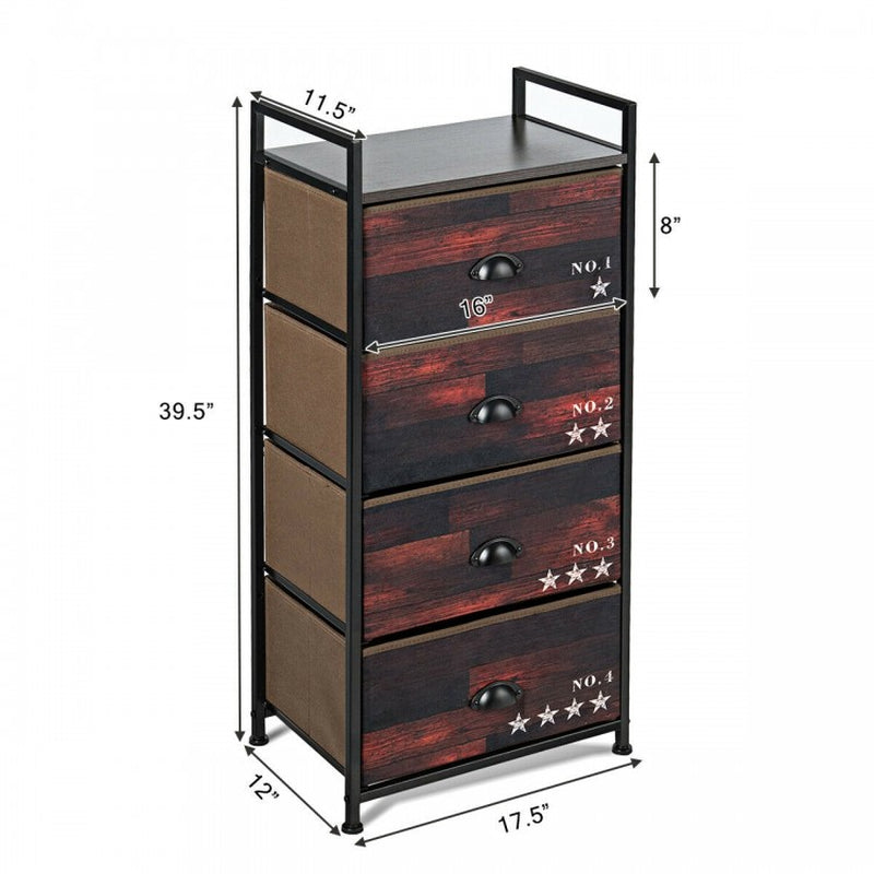 Industrial 4-Drawer Fabric Storage Dresser with Steel Frame