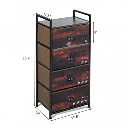 Industrial 4-Drawer Fabric Storage Dresser with Steel Frame