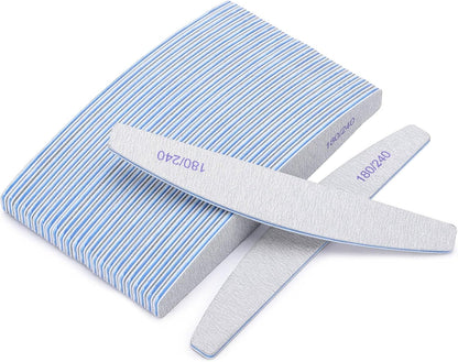 25-Piece Set of Double-Sided Emery Boards - 100/180 Grit Nail Files for Acrylic and Natural Nails