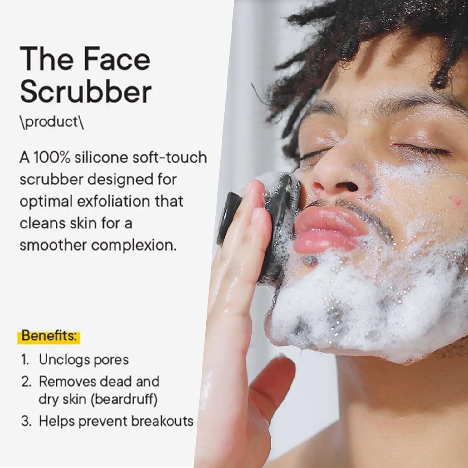 Silicone Face Scrubber -Facial Cleansing Brush, Silicone Face Wash Brush Manual Waterproof Cleansing Skin Care Face Brushes for Cleansing and Exfoliating (Black)