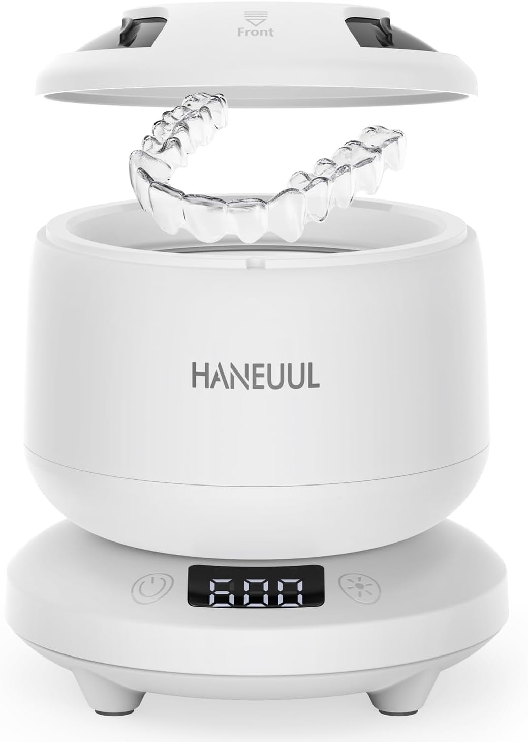 2025 Ultrasonic Retainer Cleaner for Dentures & Aligner, Durable Removable Base and Top Cover, Denture Cleaner Machine with 4 Modes for Mouth Guards, Jewelry, Rings, Etc (White)