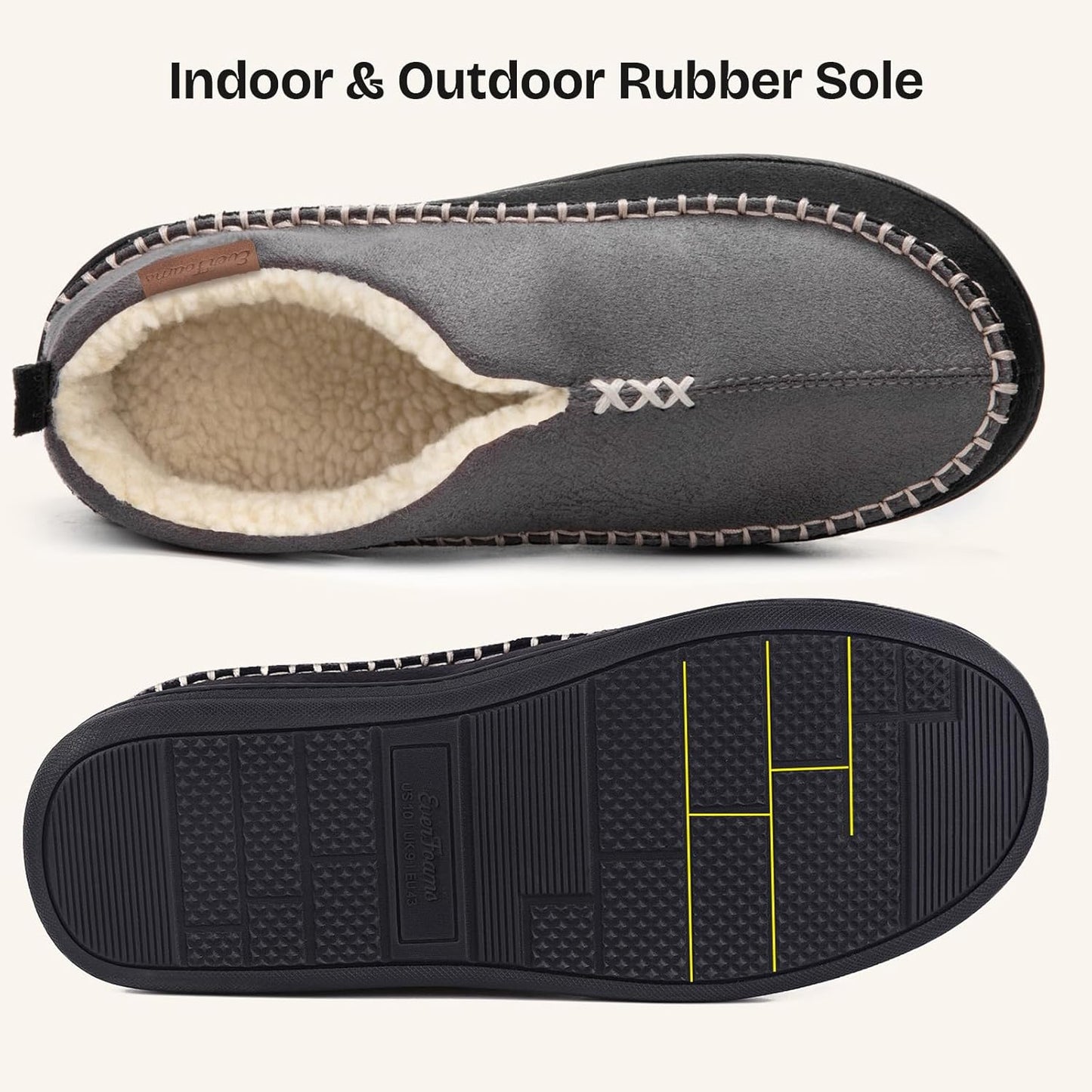 Men's Suede Moccasin Slippers with Memory Foam and Fuzzy Sherpa Lining