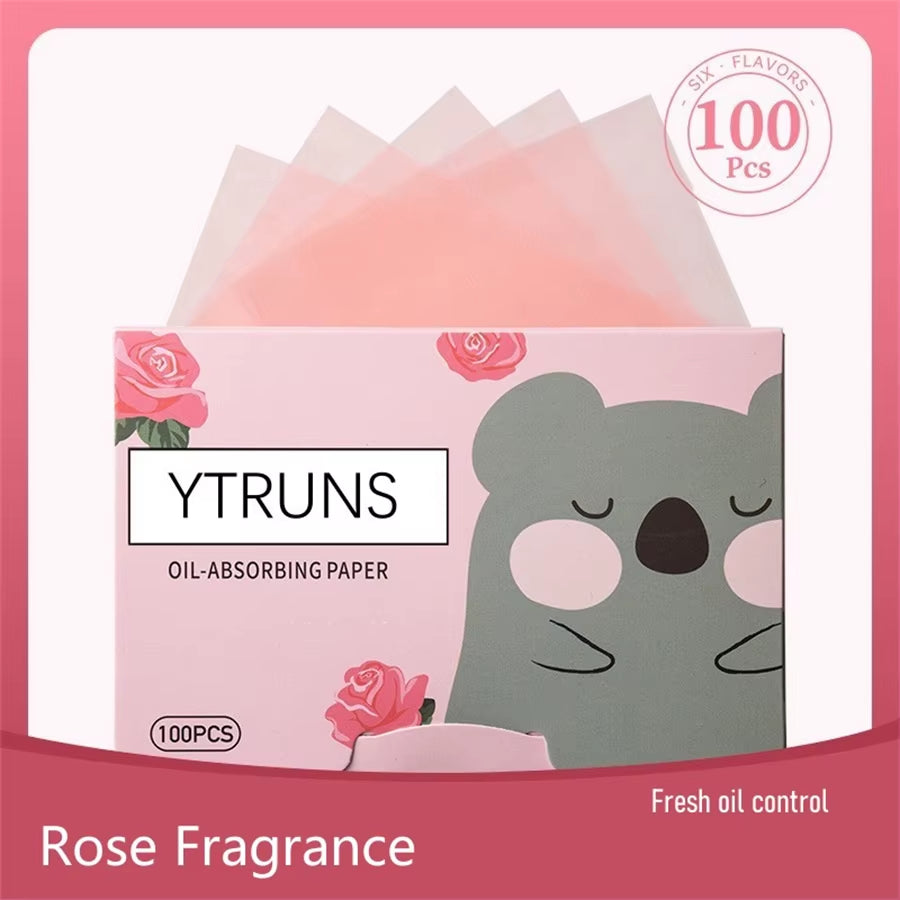 Green Tea/Gardenia/Chamomile/Lavender/Rose/Bamboo Charcoal 100Pcs Boxed Fragrance Oil Absorbing Paper for Men and Women Face Oil