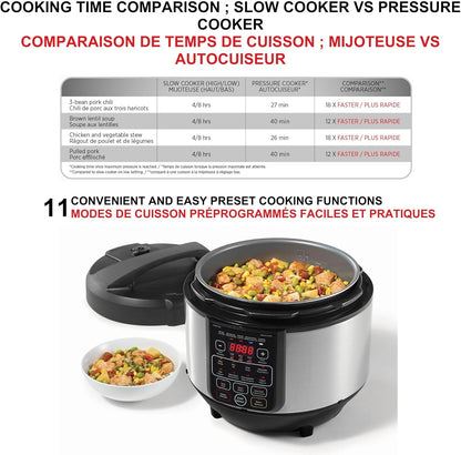 Electric Pressure Cooker - 8L Capacity - Steam Tray, Measuring Cup & Spatula - 11 Preset Cooking Functions