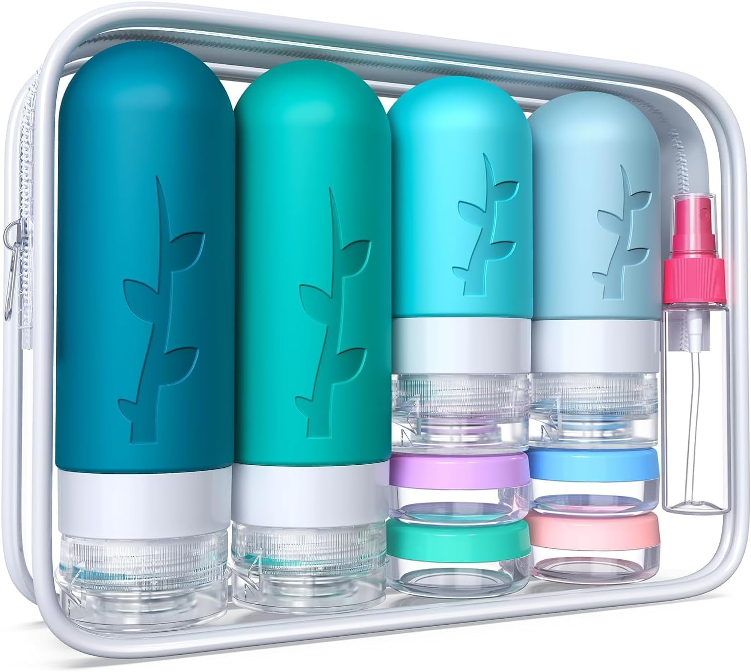 18 Pack Travel Bottles for Toiletries, TSA Approved Travel Size Toiletries, Travel Essentials Leakproof & Refillable Travel Containers for Toiletries, Silicone Travel Toiletries Containers Set