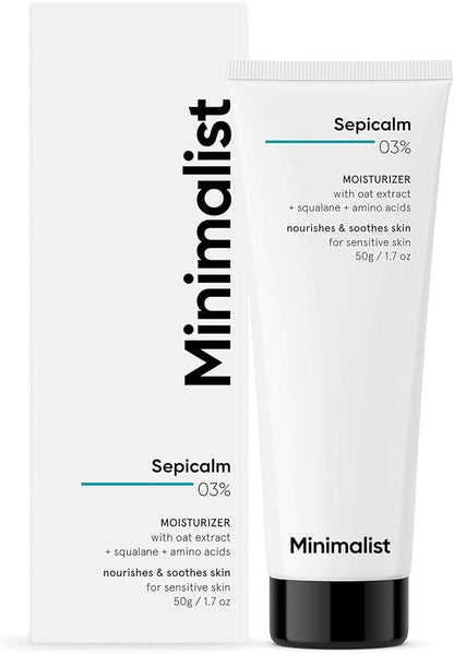Sensitive Skin Face Moisturizer | Soothes Rosacea, Redness, Acne Irritated Skin | 3% Sepicalm 1.7 Oz / 50 Gm