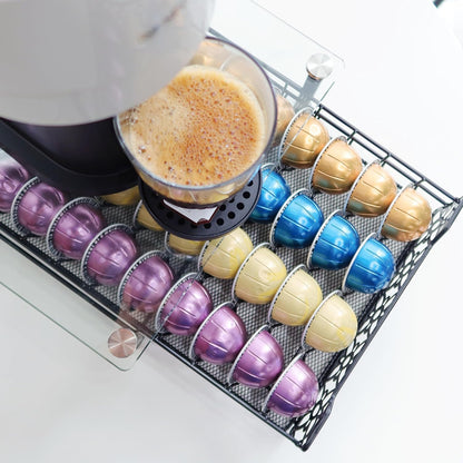 Coffee Pod Holder Kitchen Organizer Storage Holder Drawer Compatible with Nespresso Vertuoline Stores 40 Coffee Pods