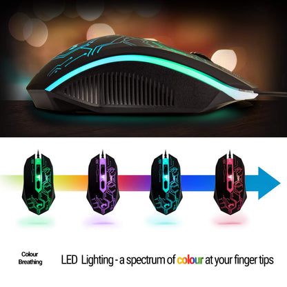 Gaming Keyboard and Mouse and Mouse Pad and Gaming Headset, Wired LED RGB Backlight Bundle for PC Gamers and Xbox and PS4 Users - 4 in 1 Edition Hornet RX-250