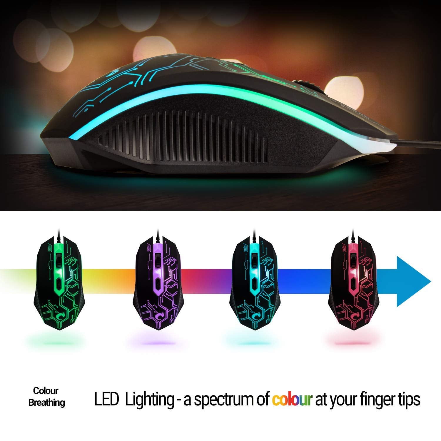 Gaming Keyboard and Mouse and Gaming Headset & Mouse Pad, Wired LED RGB Backlight Bundle for PC Gamers Users - 4 in 1 White Edition Hornet RX-250