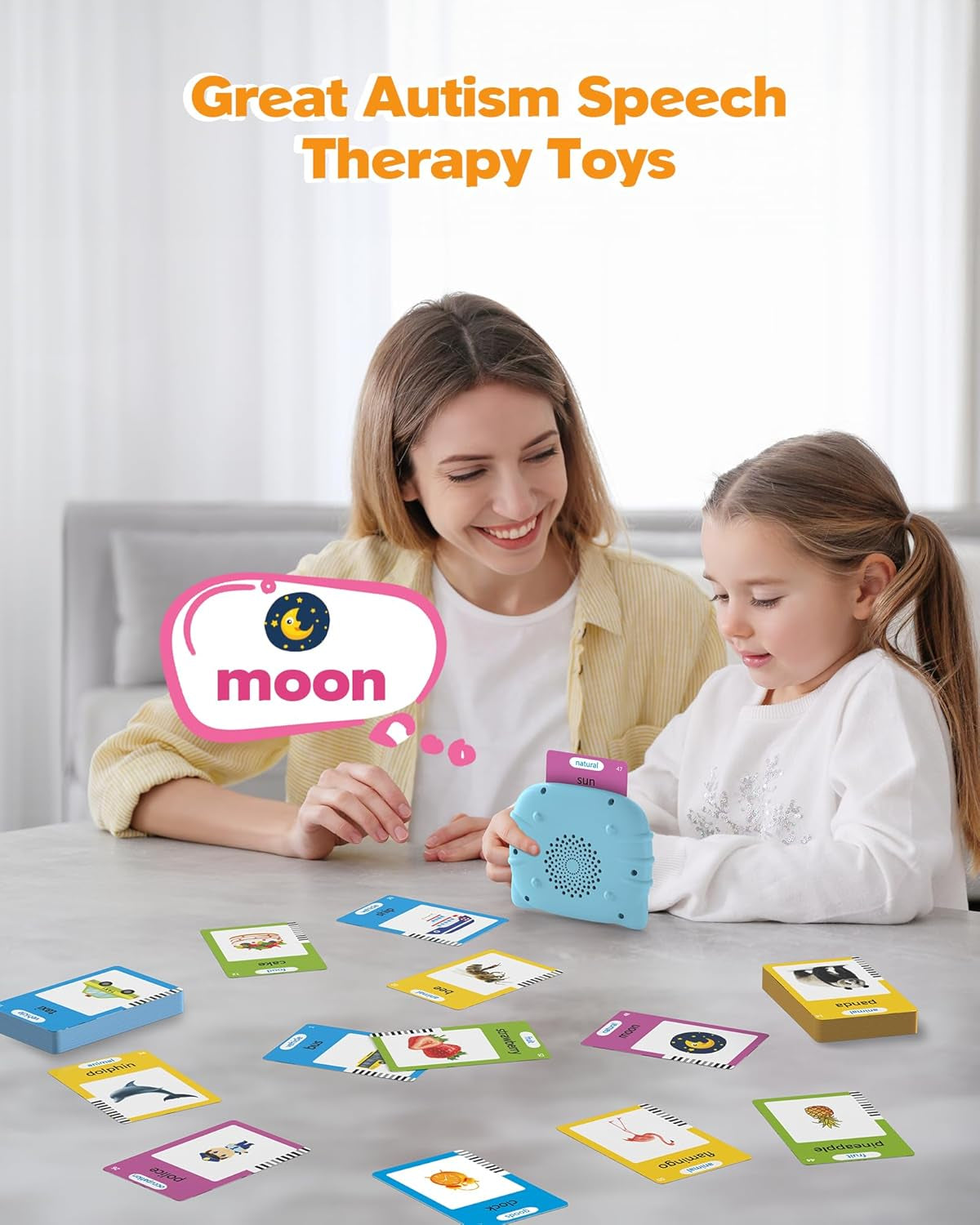 Talking Flash Cards for Toddler 1 2 3 4 Year Olds, Language Learning and Montessori Toys with 224 Words, Pocket Speech Therapy and Autism Toys, Children'S Sensory Educational Device