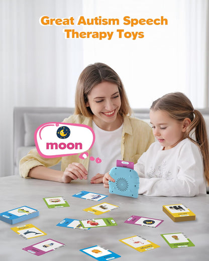 Talking Flash Cards for Toddler 1 2 3 4 Year Olds, Language Learning and Montessori Toys with 224 Words, Pocket Speech Therapy and Autism Toys, Children'S Sensory Educational Device