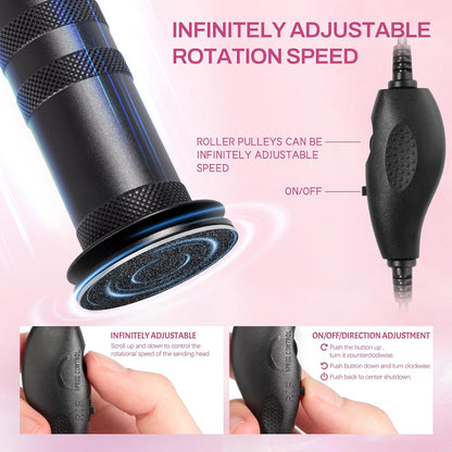 1200Rpm Electric Foot File Callus Remover with Anti-Slip Stripes, 60Pcs Sandpaper 