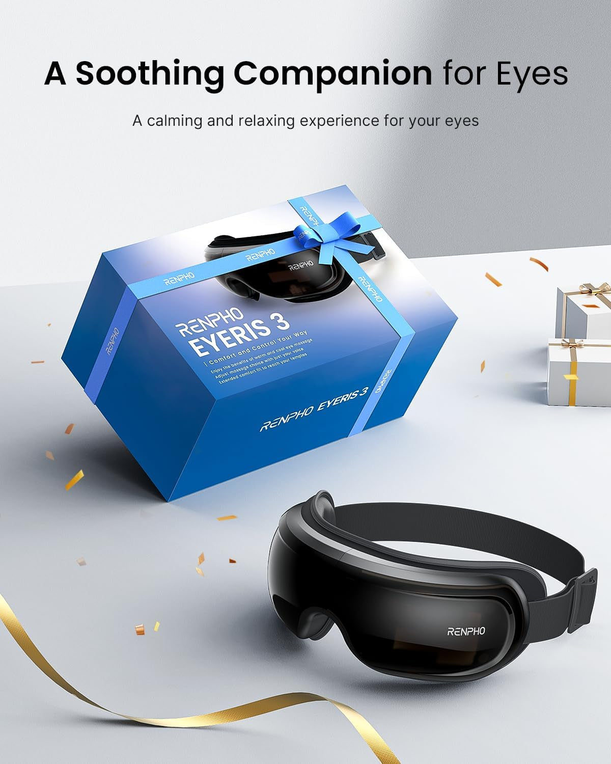 Eyeris 3 Eye Massager with Heat and Cooling, FSA Eligible HSA, Birthday Valentines Day Gifts for Women Men Her Him, Voice Control Eye Mask for Migraines, Eye Care with Massage, Reduce Dry Eyes