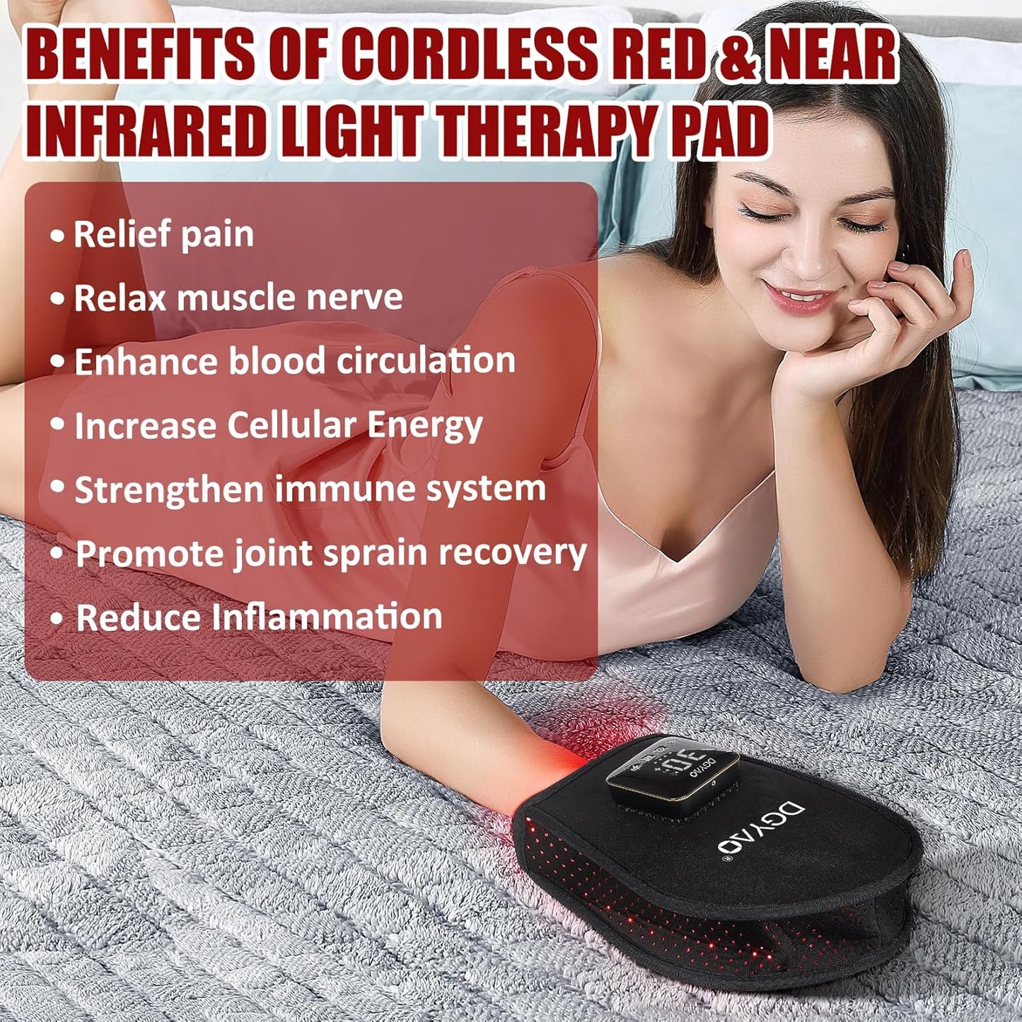Cordless Red & Infrared Light Therapy for Hand Pain Relief Device with 660Nm Red 850Nm Infrared Light with 4000Mah Battery Portable Pad for Hands Fingers Wrist Joint Stiffness Treatment Gloves