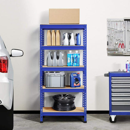 5-Tier Industrial Storage Rack, Heavy Duty Garage Shelving Units, Blue, 70 X 30 X 150 Cm