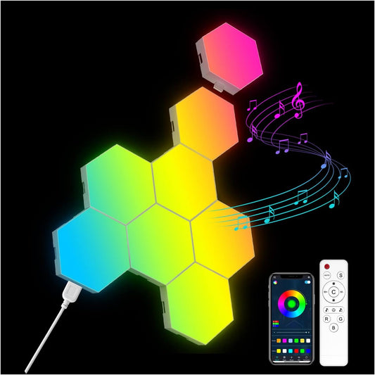 8 Pack Hexagon Lights Wall RGB Panel - Hexagonal Led Lights Room Decor Wall Lights Gifts for Men/Women Honeycomb Shape Panels Hexagon Gaming Night Lights for Bedroom Children