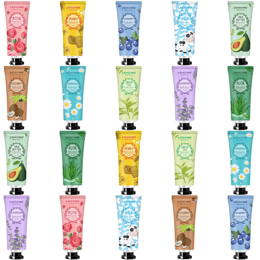 20 Pack Mini Body Lotion Gift Bulk for Dry Skin,Travel Size Small Body Cream with Shea Butter Natural Fragrance Moisturizing Body Lotion for Women Men,Valentines Day Gifts for Her Thank You Gift