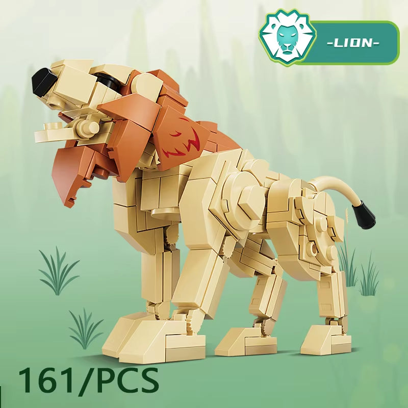 MOC City Creative Building Blocks Accessories Zoo Rhino Lion Kangaroo Wolf Fox Frog Bee Crow Peacock Mini Brick Toy Gifts X021