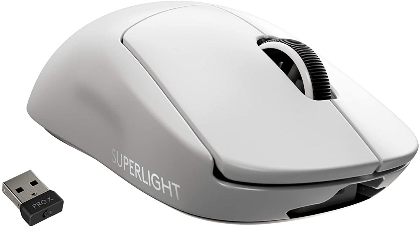PRO X Superlight Wireless Gaming Mouse, Ultra-Lightweight, Hero 25K Sensor, 25,600 DPI, 5 Programmable Buttons, Long Battery Life, Compatible with Pc/Mac - White