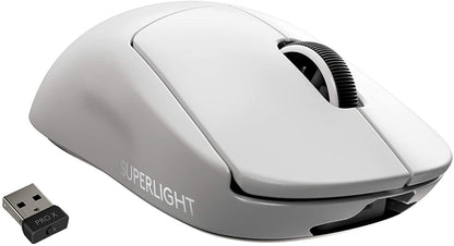 PRO X Superlight Wireless Gaming Mouse, Ultra-Lightweight, Hero 25K Sensor, 25,600 DPI, 5 Programmable Buttons, Long Battery Life, Compatible with Pc/Mac - White